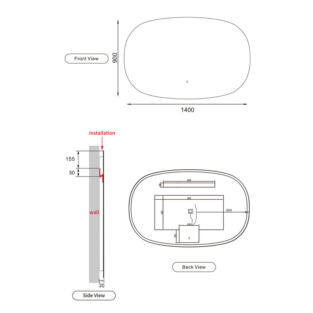 Valmont Horizontal Oval LED Mirror
