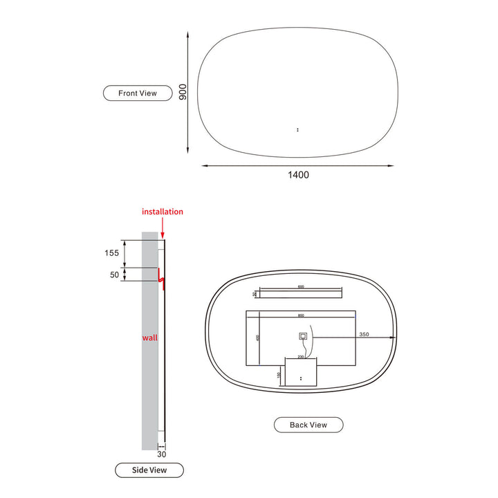 Valmont Horizontal Oval LED Mirror