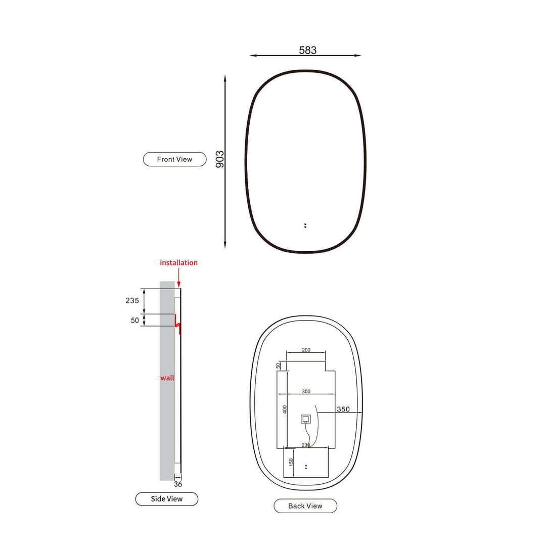 Valmont Oval LED Mirror 580x900mm