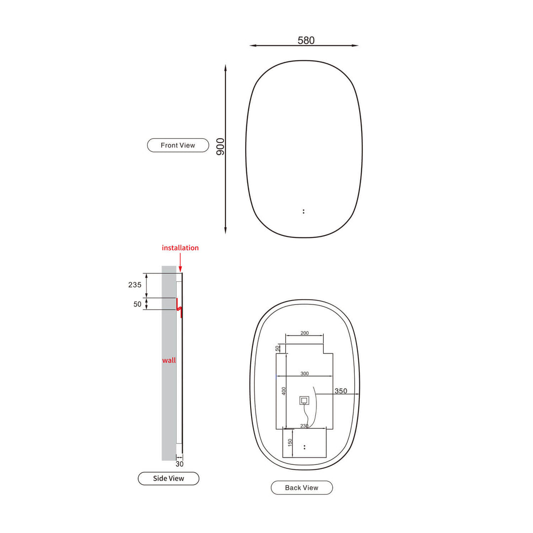 Valmont Oval LED Mirror 580x900mm