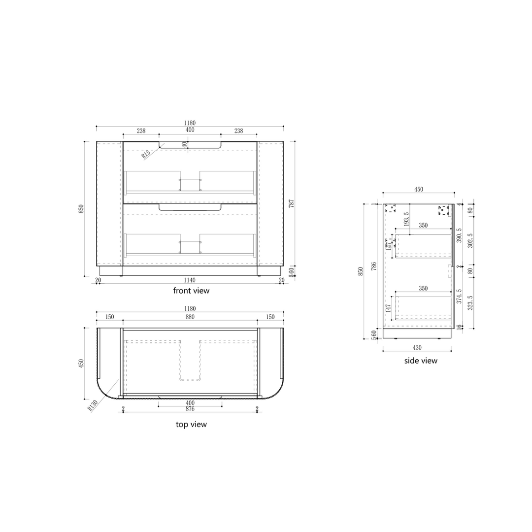 Varcelli Curved Fluted Floor Mounted Vanity (750-1800mm)