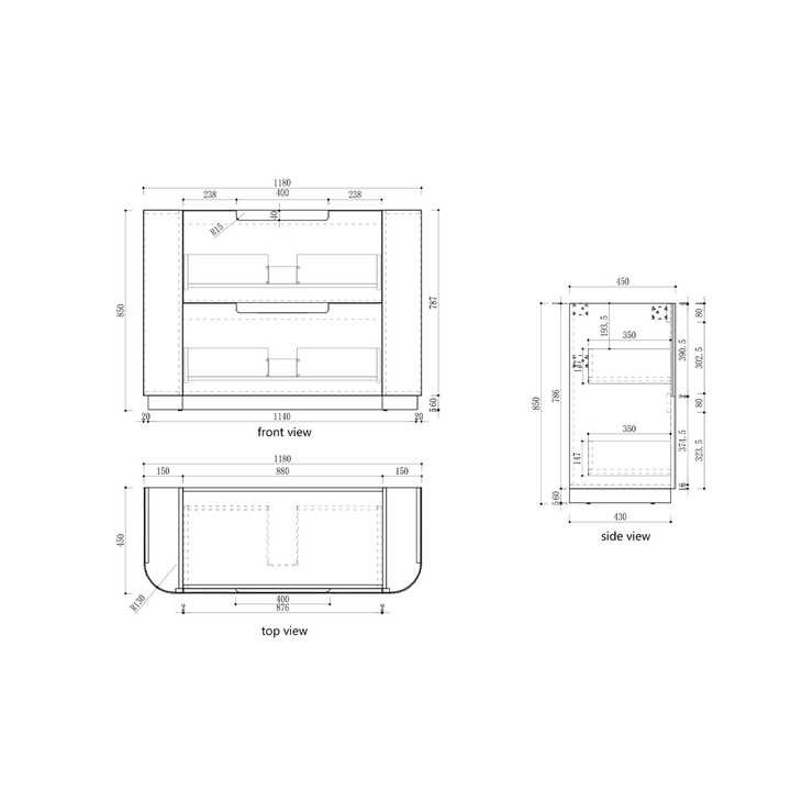 Varcelli Curved Fluted Floor Mounted Vanity (750-1800mm)