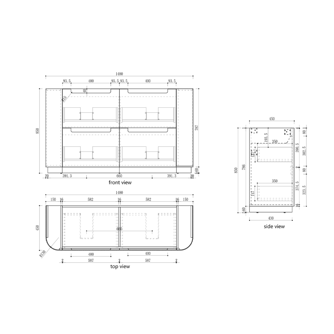 Varcelli Curved Fluted Floor Mounted Vanity (750-1800mm)