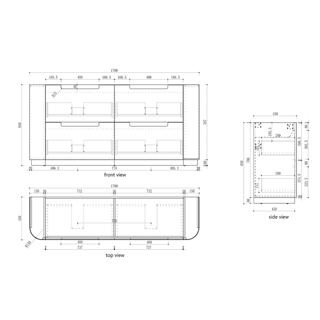 Varcelli Curved Fluted Floor Mounted Vanity (750-1800mm)