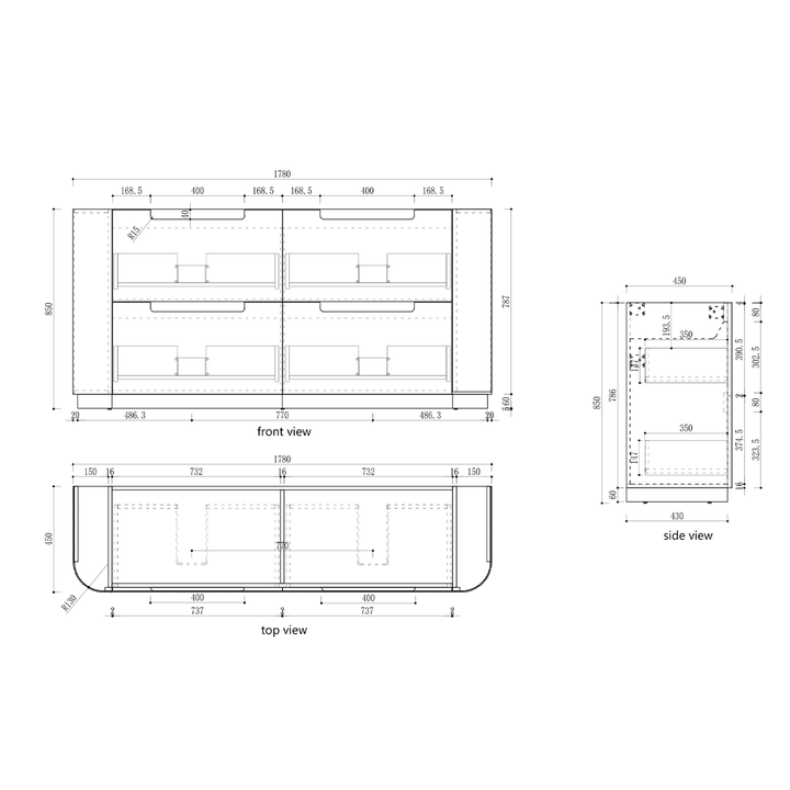 Varcelli Curved Fluted Floor Mounted Vanity (750-1800mm)