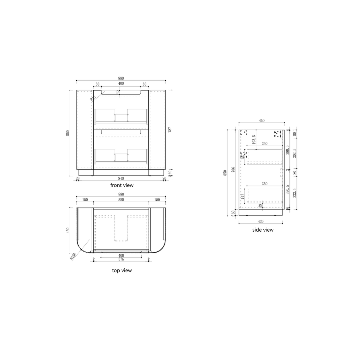 Varcelli Curved Fluted Floor Mounted Vanity (750-1800mm)