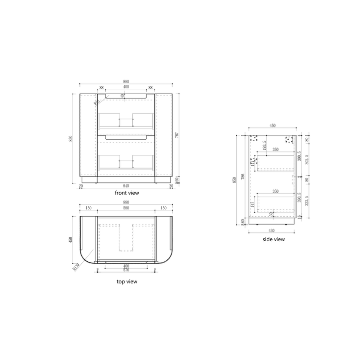 Varcelli Curved Fluted Floor Mounted Vanity (750-1800mm)