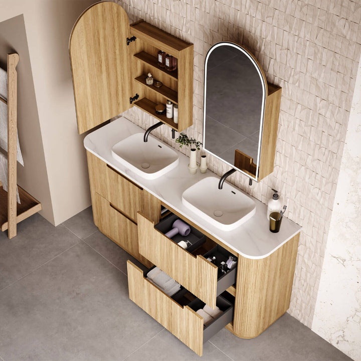 Varcelli Curved Fluted Floor Mounted Vanity (750-1800mm)