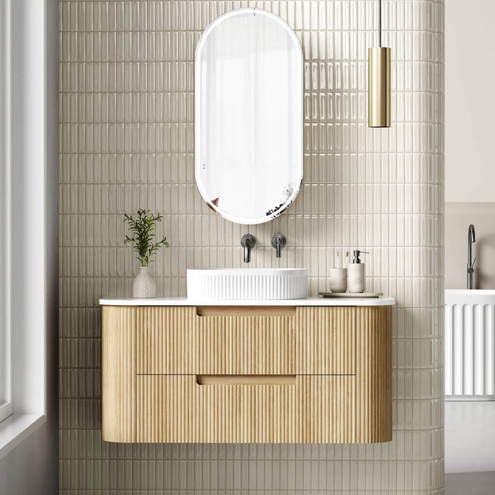Varcelli Fluted Curved Wall Hung Vanity (750-1800mm)