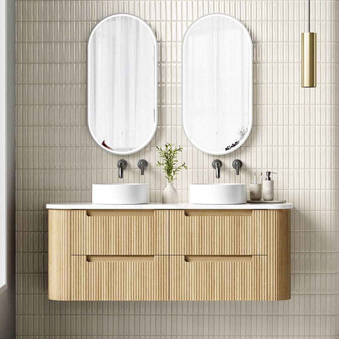 Varcelli Fluted Curved Wall Hung Vanity (750-1800mm)