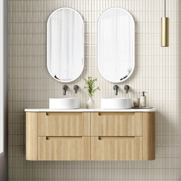 Varcelli Fluted Curved Wall Hung Vanity (750-1800mm)