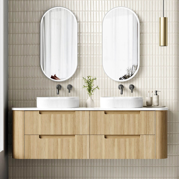 Varcelli Fluted Curved Wall Hung Vanity (750-1800mm)