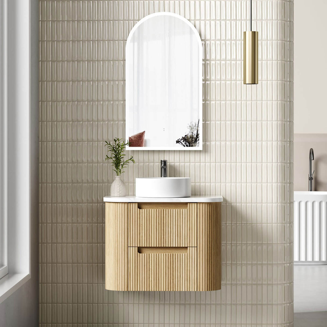 Varcelli Fluted Curved Wall Hung Vanity (750-1800mm)