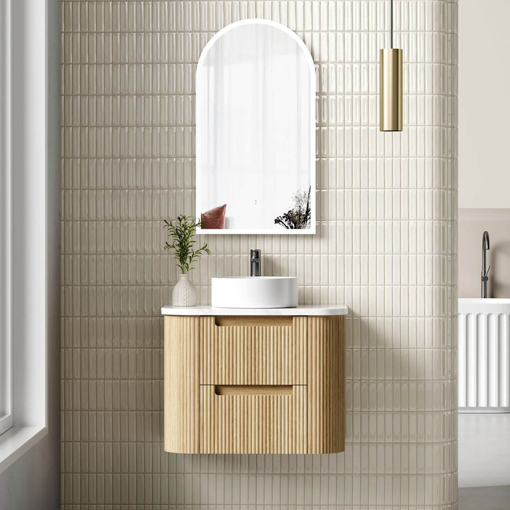 Varcelli Fluted Curved Wall Hung Vanity (750-1800mm)