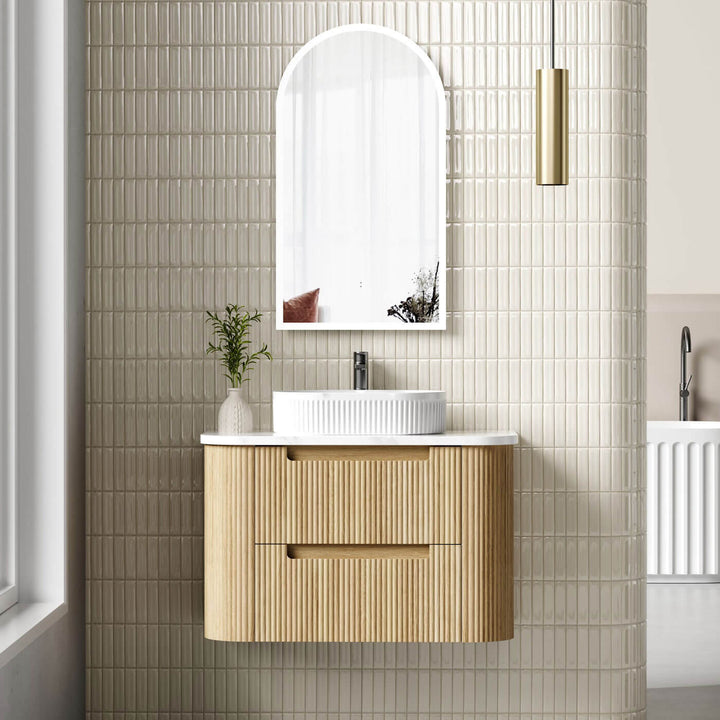 Varcelli Fluted Curved Wall Hung Vanity (750-1800mm)