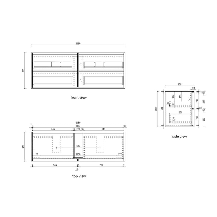 Venetta Fluted Wall Hung Vanity