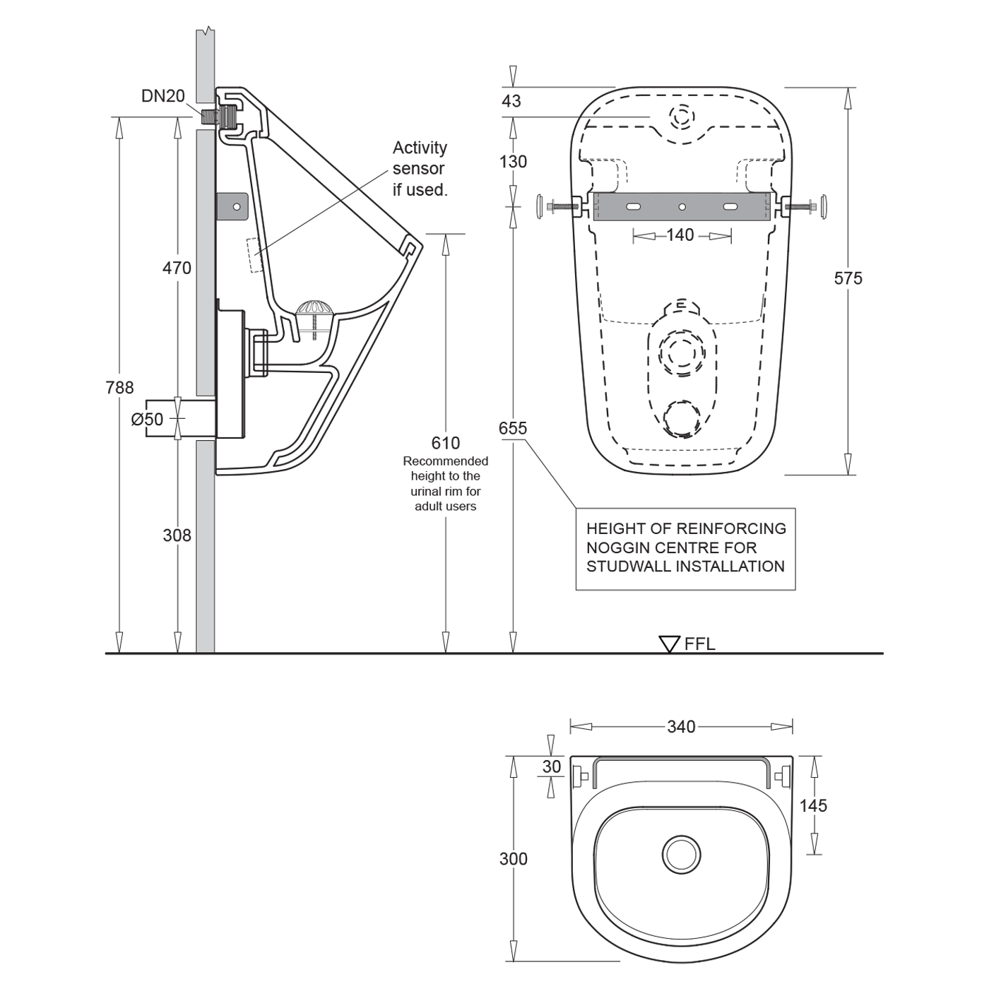 Venezia Water Saving Wall Hung Urinal – Sunlight Bathrooms