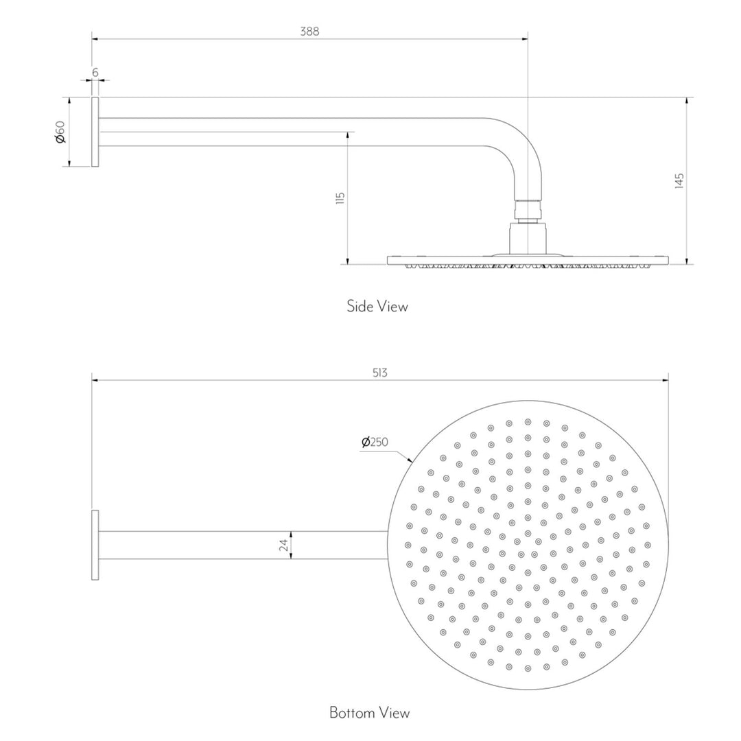 Abi Round Shower Arm and Head Set 400mm