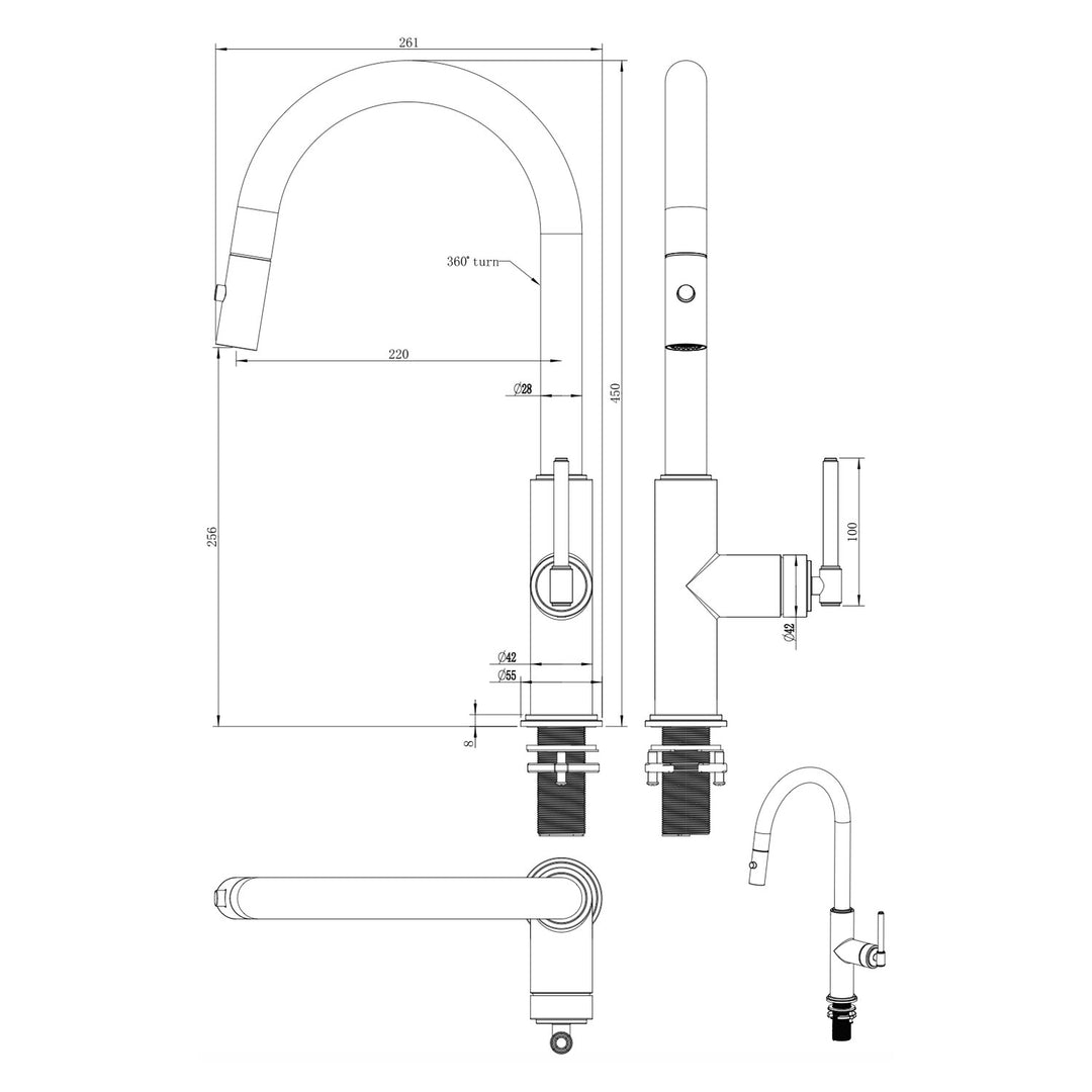 Cambridge Pull Out Sink Mixer