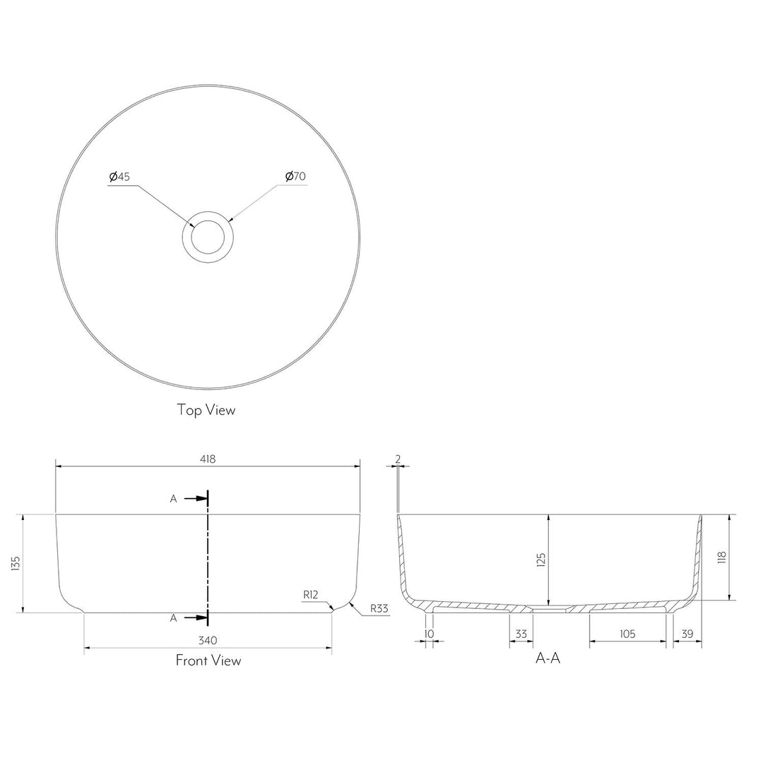 Celine Solid Surface Basin 418mm