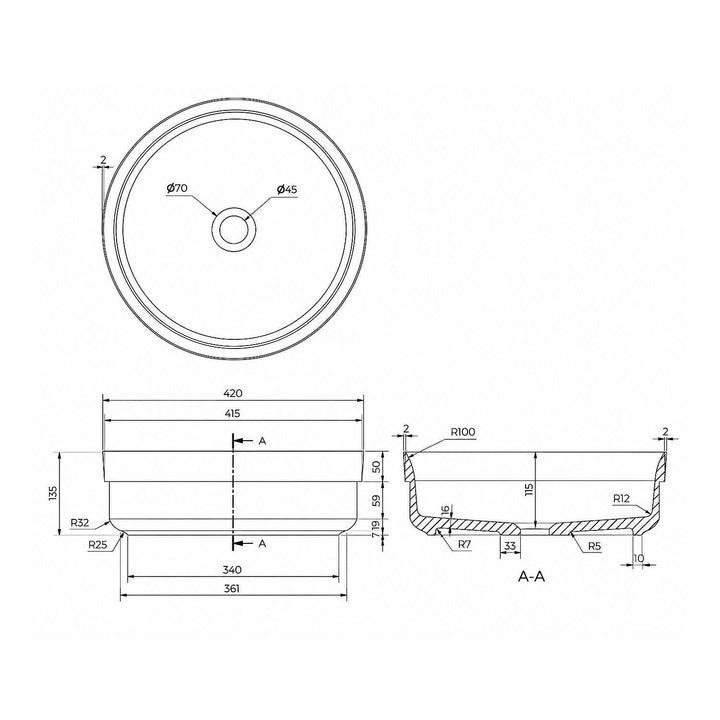 Celine Round Semi Inset Basin 420mm