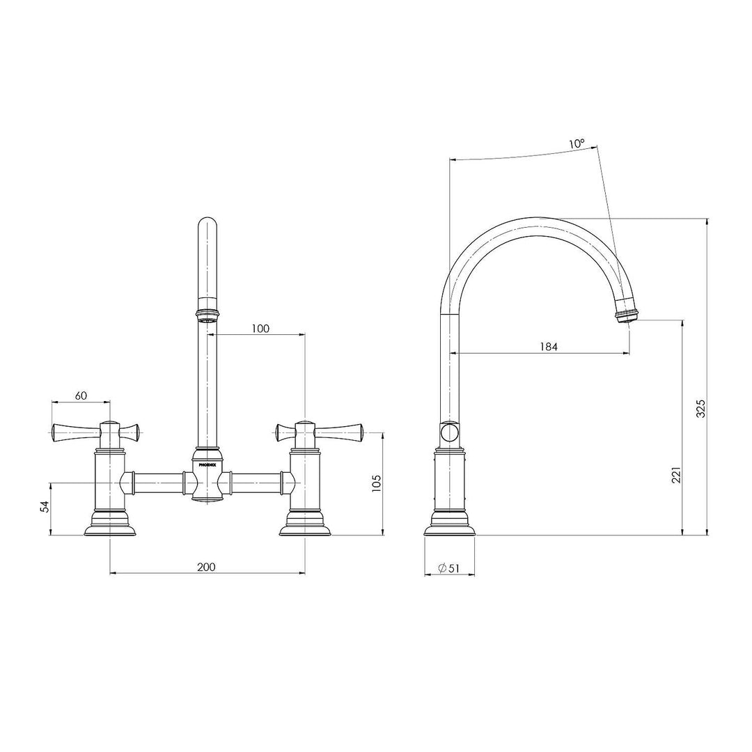 Cromford Exposed Sink Tap Set