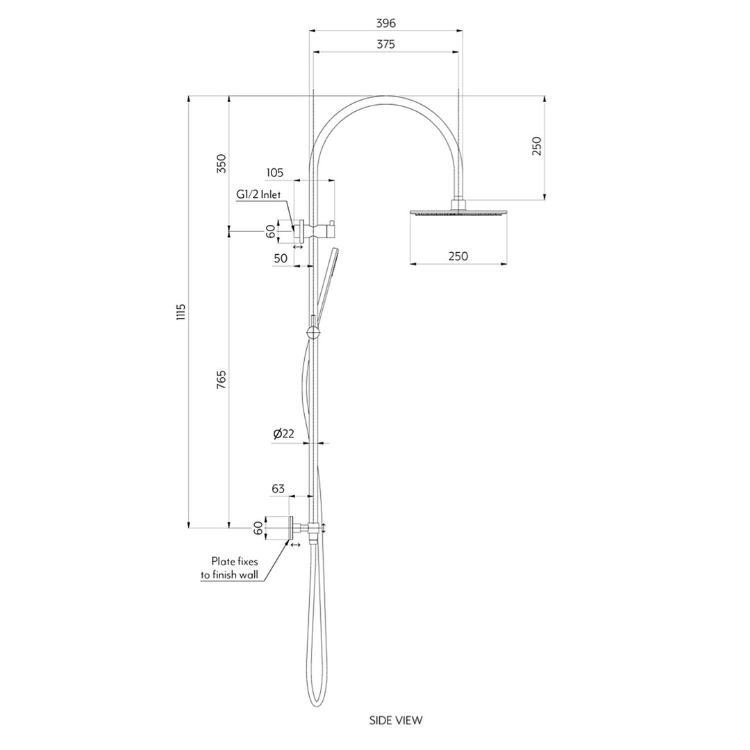 Elysian Gooseneck Shower Rail Set