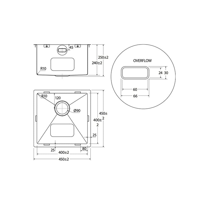 Hana Single Bowl Sink with Overflow