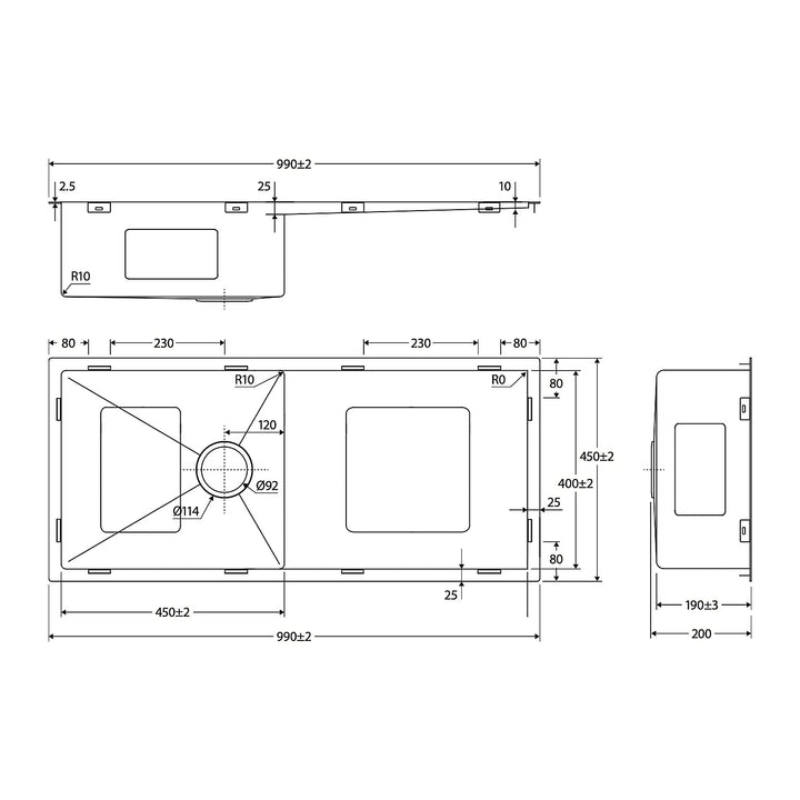 Hana Single Bowl Sink with Drainer 990x450mm