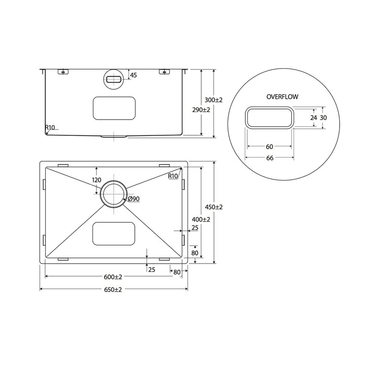 Hana Single Bowl Sink with Overflow