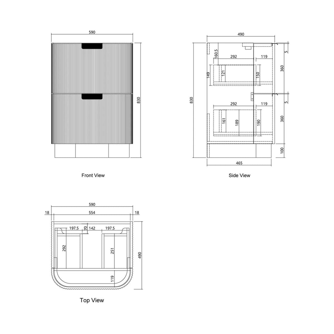 Havana Walnut Fluted Curved Freestanding Vanity