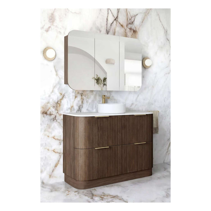 Havana Walnut Fluted Curved Freestanding Vanity