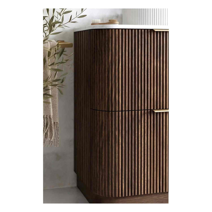 Havana Walnut Fluted Curved Freestanding Vanity