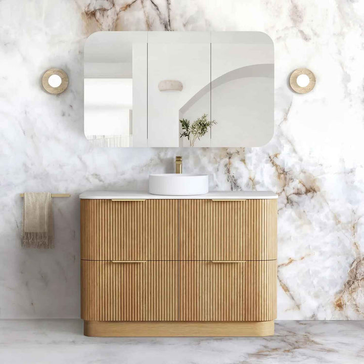 Havana Woodland Oak Fluted Curved Freestanding Vanity
