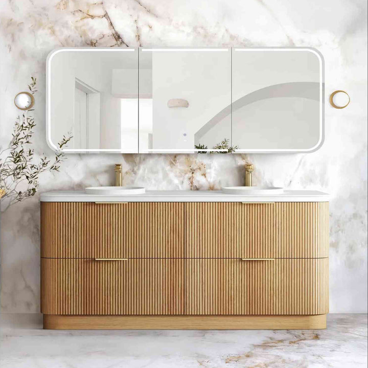 Havana Woodland Oak Fluted Curved Freestanding Vanity