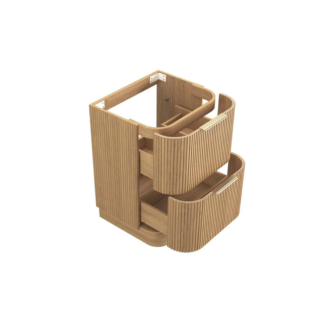 Havana Woodland Oak Fluted Curved Freestanding Vanity