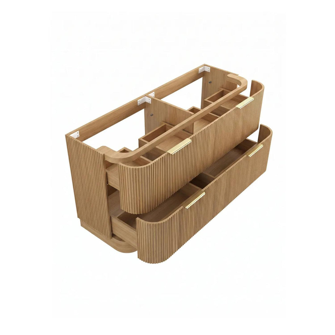 Havana Woodland Oak Fluted Curved Freestanding Vanity