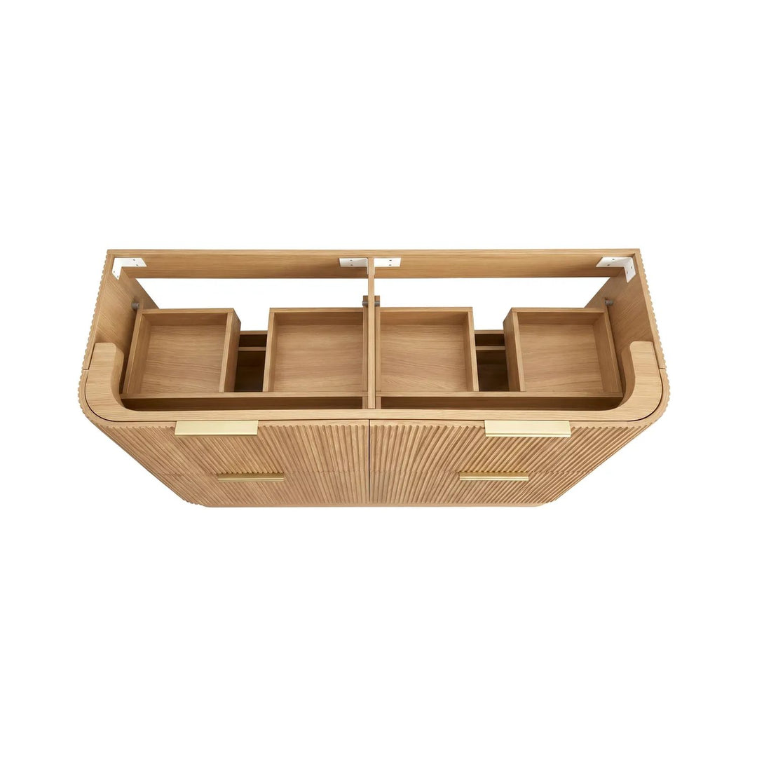 Havana Woodland Oak Fluted Curved Freestanding Vanity