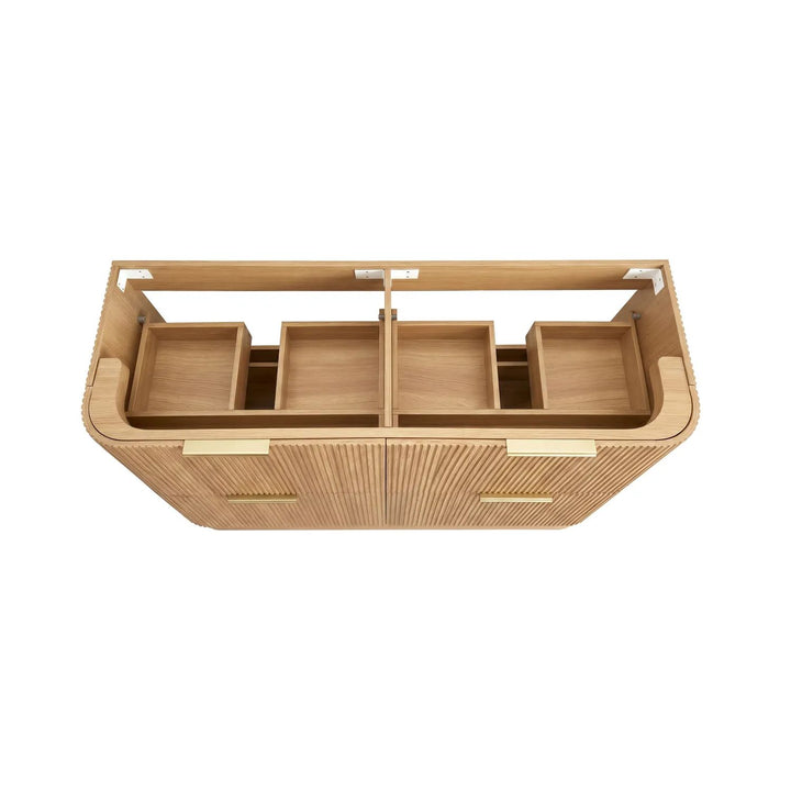Havana Woodland Oak Fluted Curved Freestanding Vanity