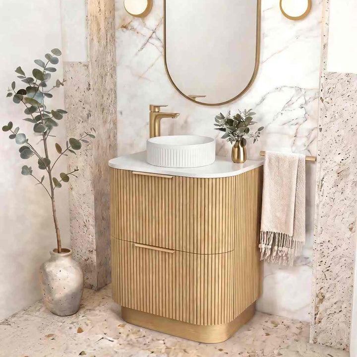 Havana Woodland Oak Fluted Curved Freestanding Vanity