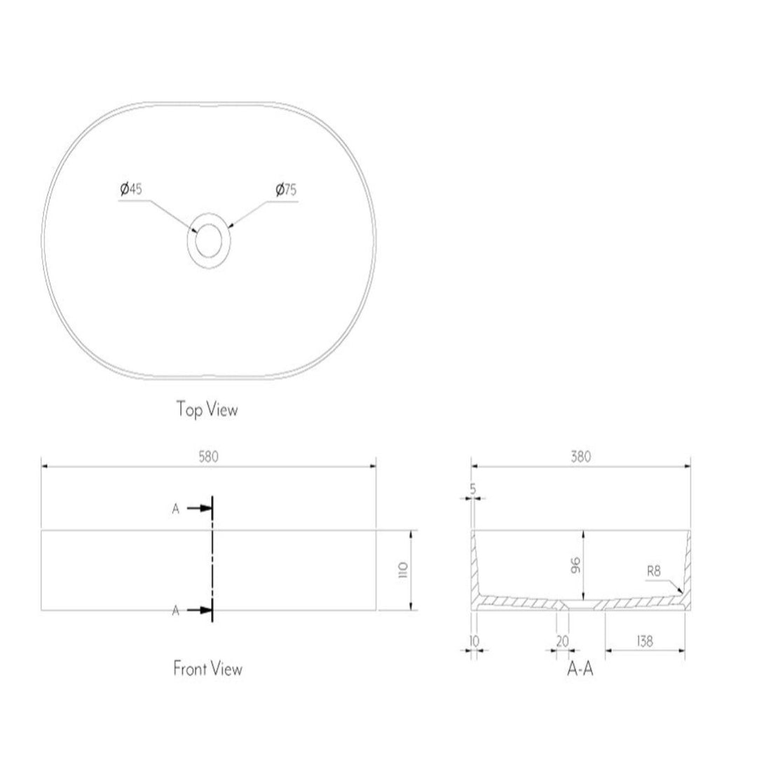 Ivy Solid Surface Basin 580mm