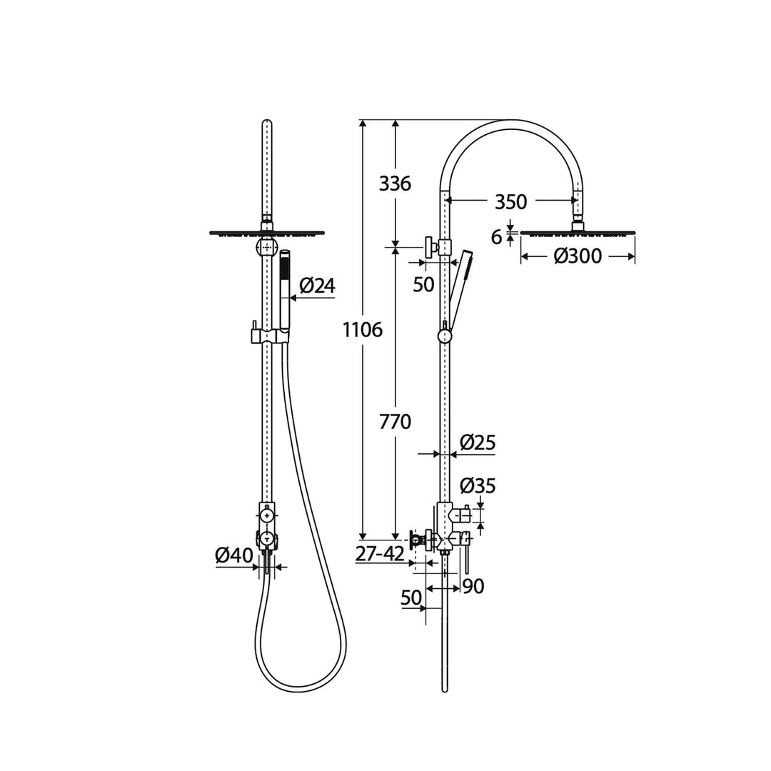 Kaya Wall Mounted Outdoor Twin Shower