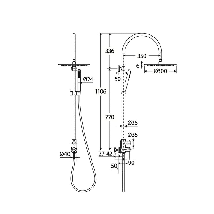 Kaya Wall Mounted Outdoor Twin Shower