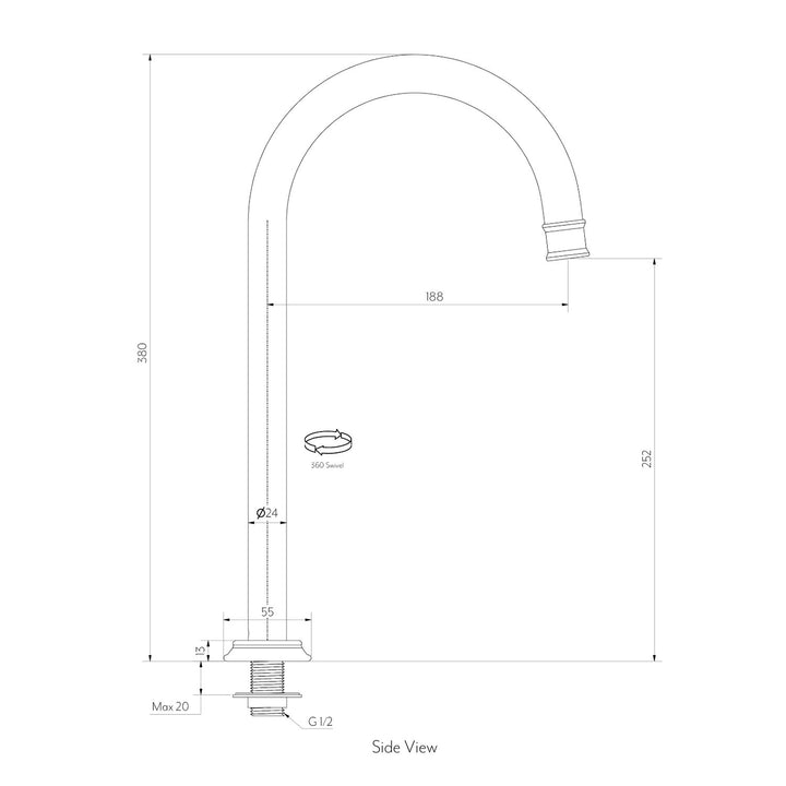 Kingsley Gooseneck Swivel Hob Outlet Spout