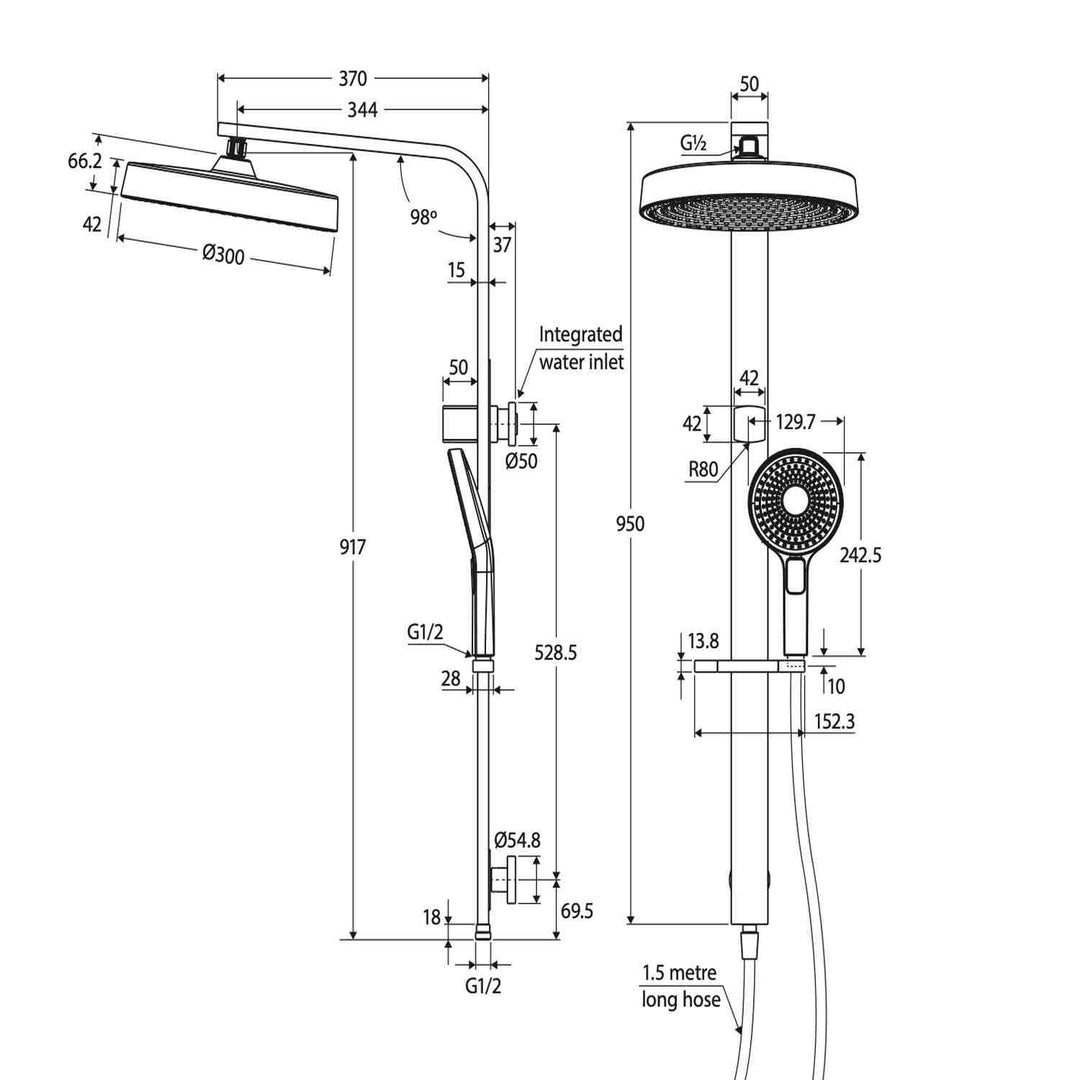 Kuro Deluxe Twin Shower Round Head