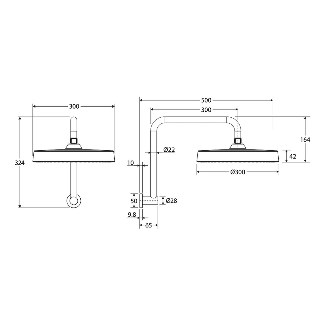 Kuro Gooseneck Round Shower Arm Set