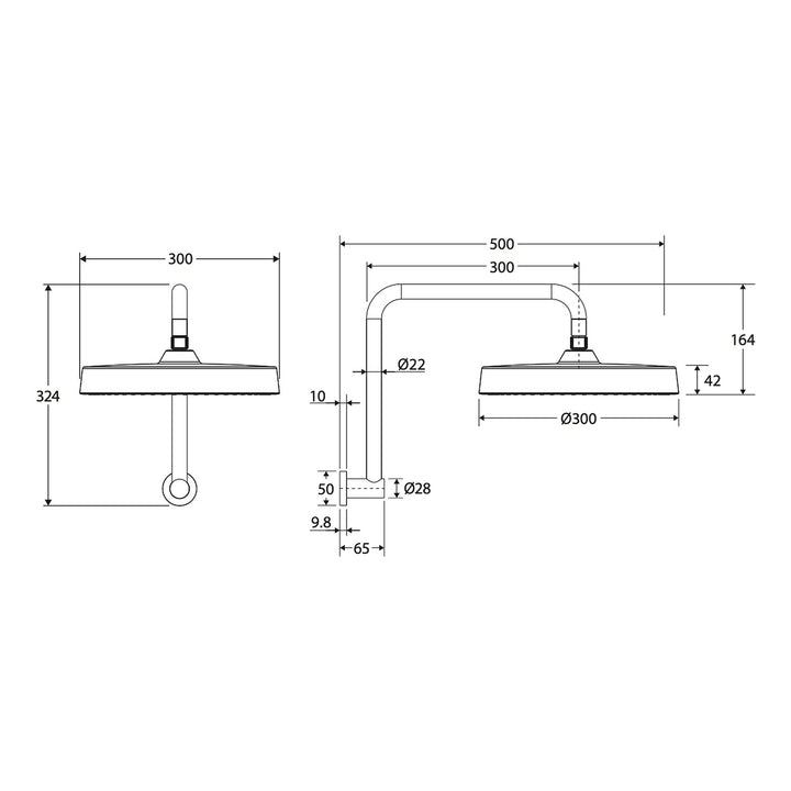 Kuro Gooseneck Round Shower Arm Set