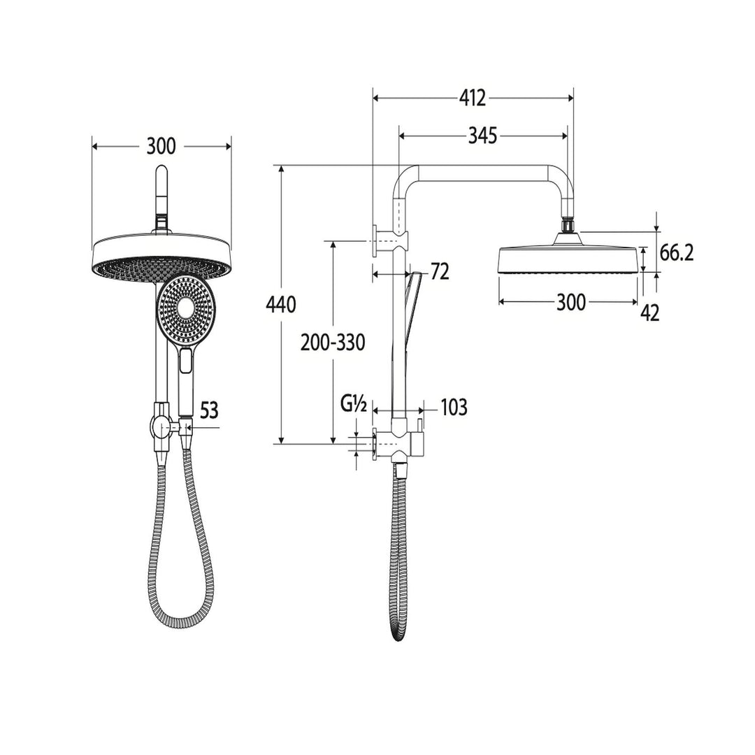 Kuro Round Mini Twin Shower Set