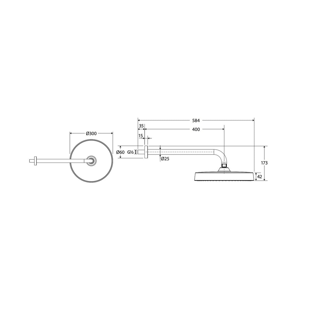 Kuro Round Shower Arm Set