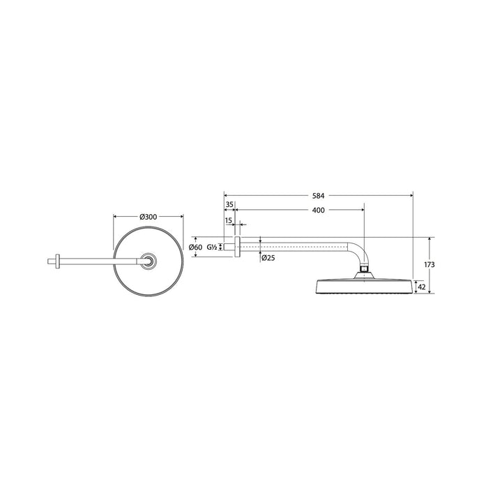 Kuro Round Shower Arm Set